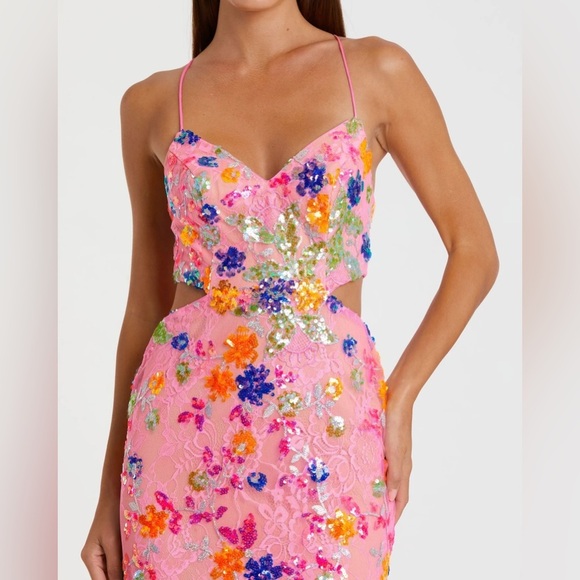 MAC DUGGAL 68067 Embellished Lace Strappy Column Gown - Picture 4 of 7